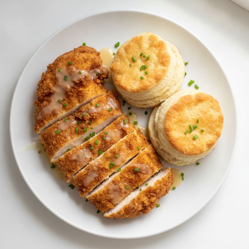 Buttermilk Fried Chicken with Fluffy Biscuits