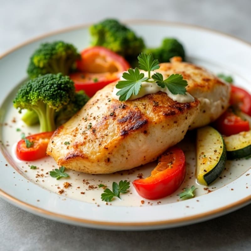 Creamy Spiced Chicken with Roasted Vegetables