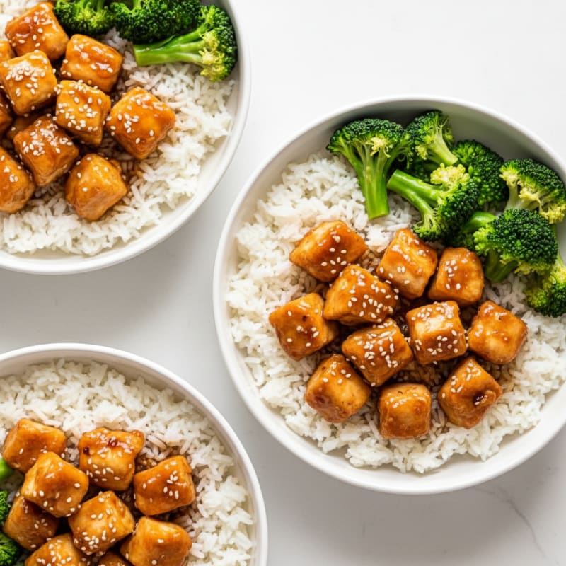 Crispy Honey-Garlic Chicken Bowls