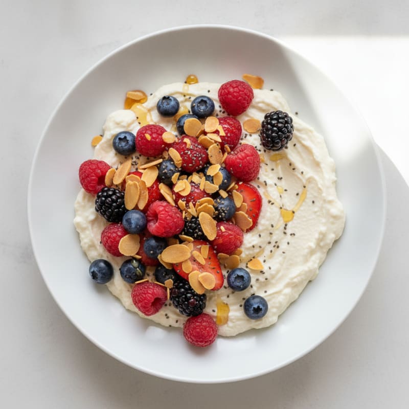 Silky Greek Yogurt Protein Pudding with Mixed Berries