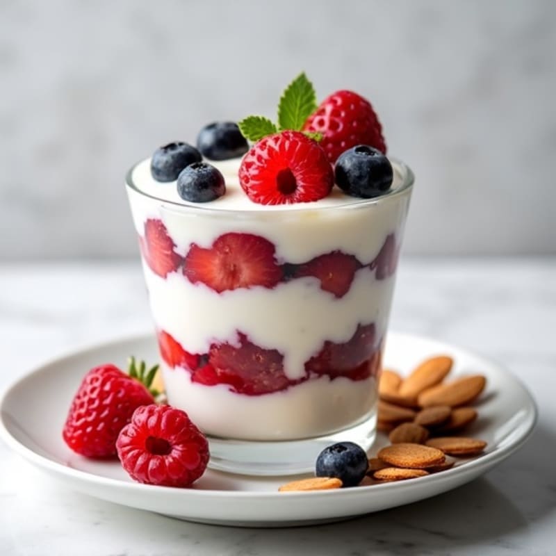 Greek Yogurt Protein Parfait with Mixed Berries and Almonds