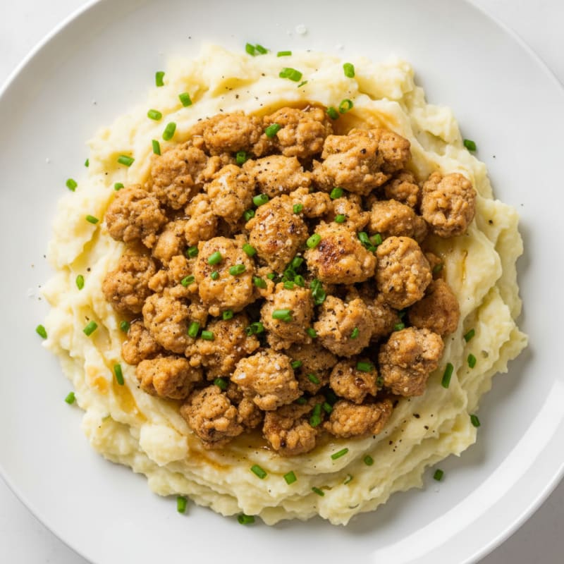 Garlic Butter Mashed Potatoes with Savory Turkey