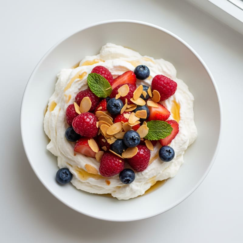 Greek Yogurt Protein Mousse with Mixed Berries