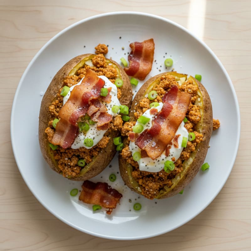 Loaded Baked Potatoes with Crispy Bacon