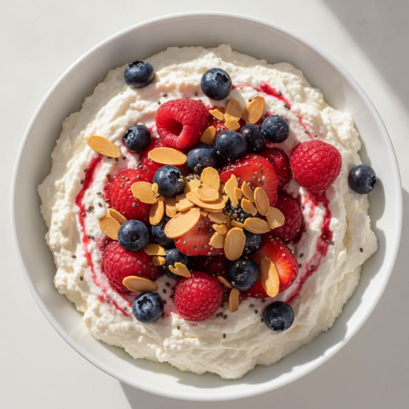 Greek Yogurt Protein Mousse with Mixed Berries