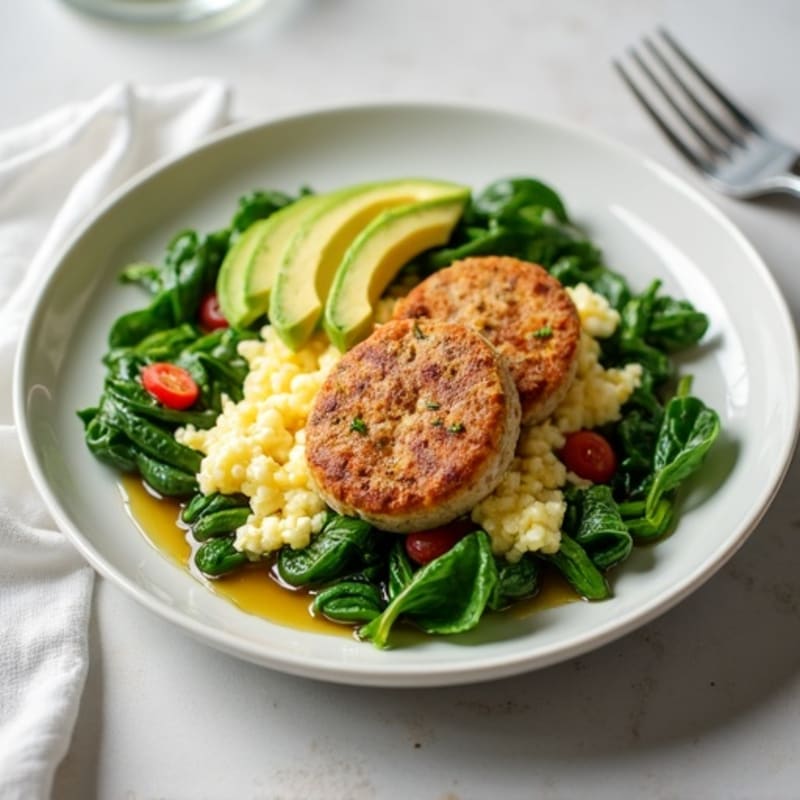 Egg White and Turkey Sausage Scramble with Spinach