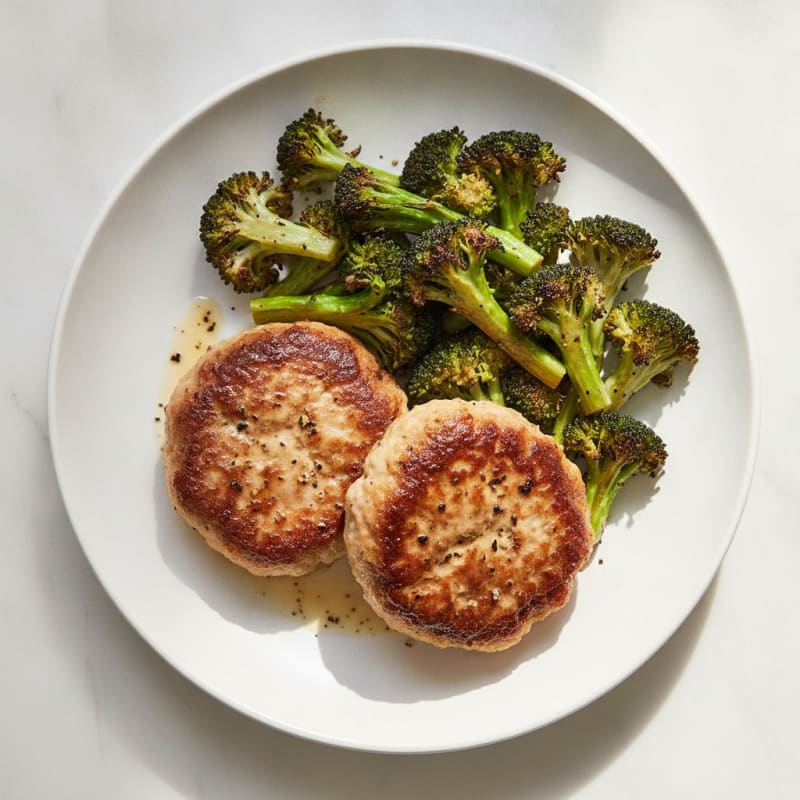 Seared Turkey Patties with Roasted Broccoli