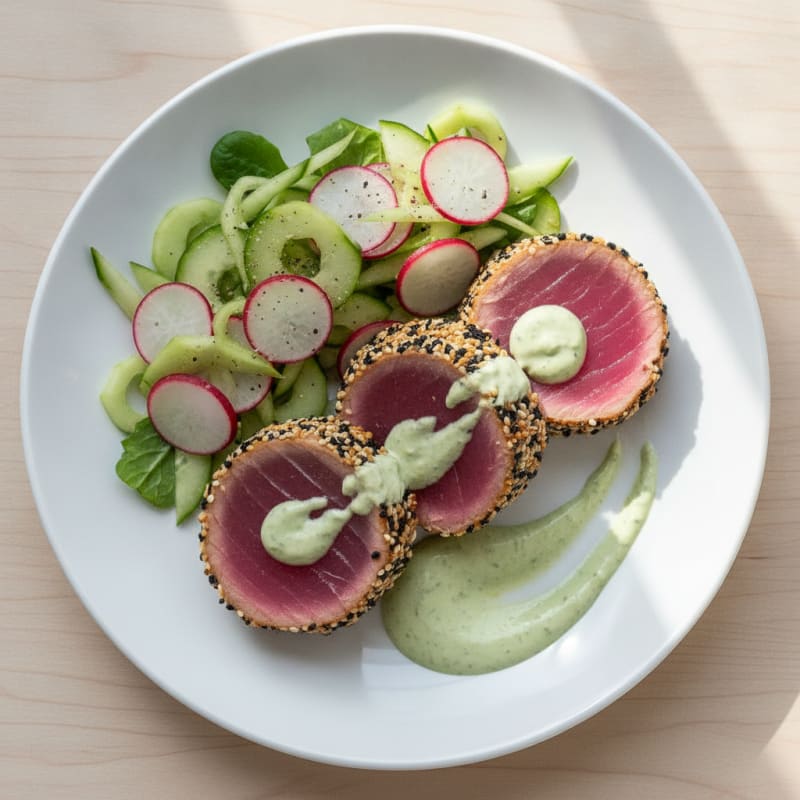 Pan-Seared Ahi Tuna with Wasabi Mayo