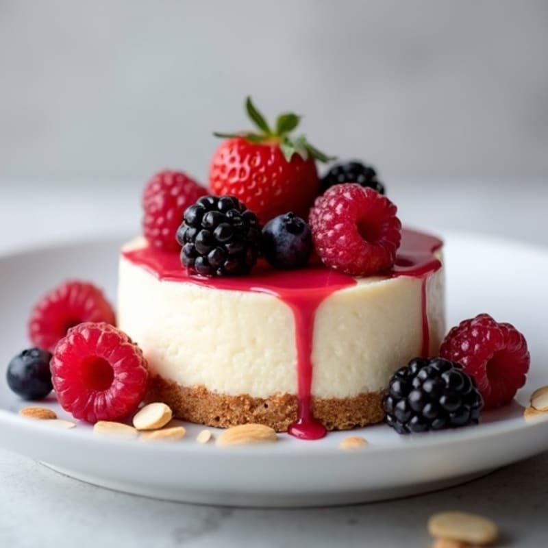 Greek Yogurt Protein Cheesecake with Mixed Berries