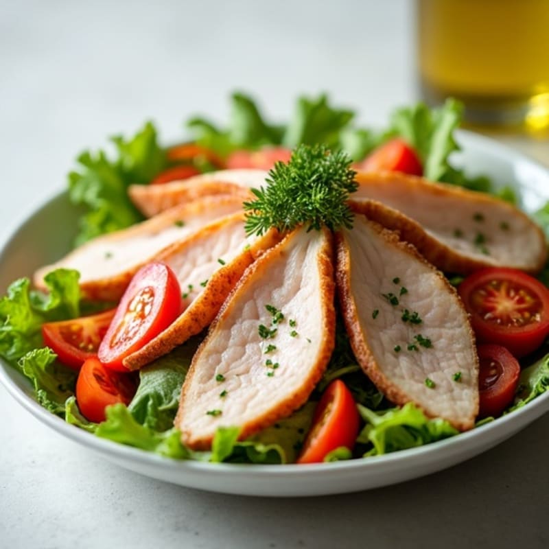 Loaded Lean Turkey and Ham Salad with Crispy Vegetables and Zesty Herb Vinaigrette