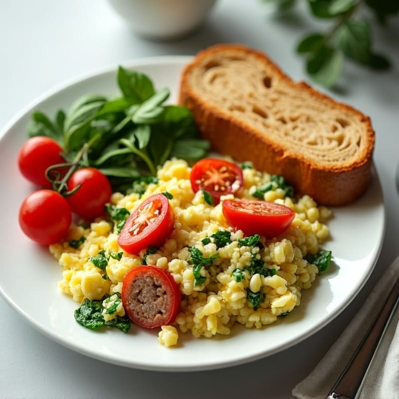 Egg White Scramble with Spinach and Turkey Sausage