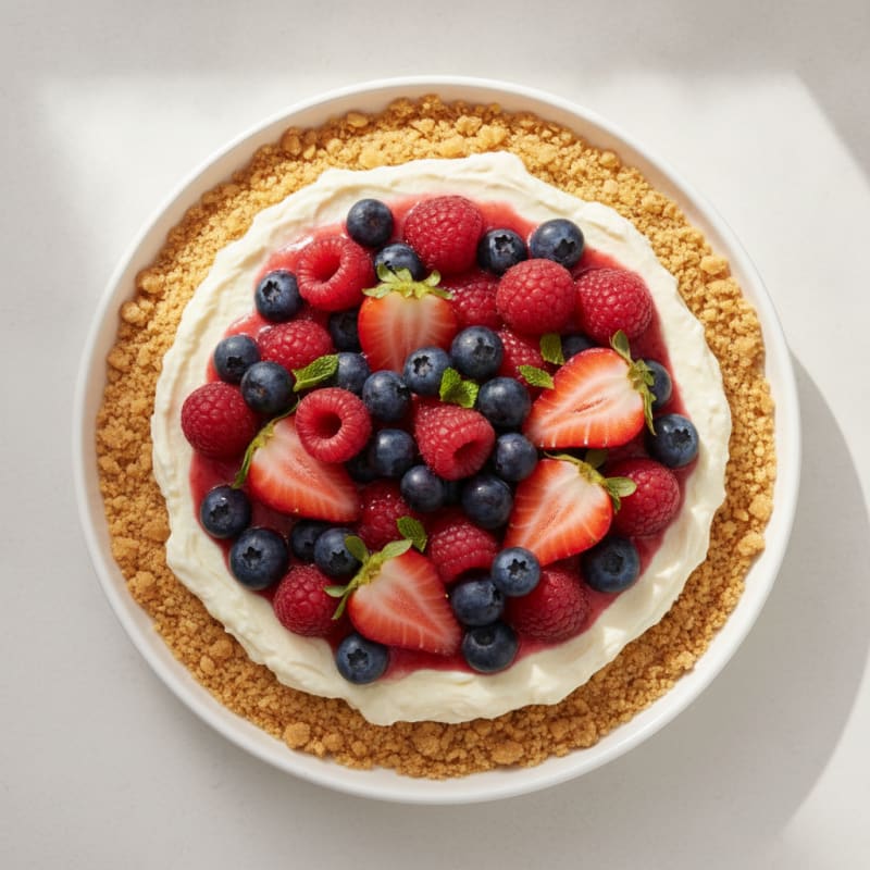 Creamy Greek Yogurt Protein Cheesecake with Fresh Berries