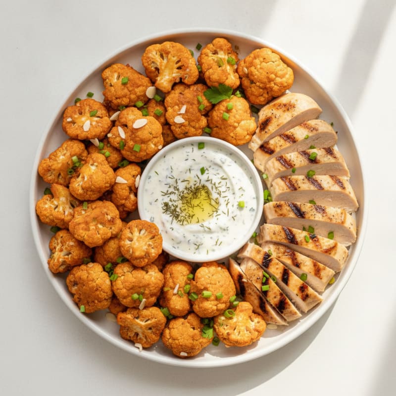 Buffalo Cauliflower Bites with Ranch Dip