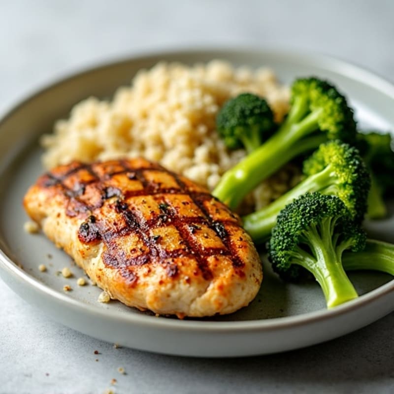 Grilled Chicken Breast with Quinoa and Steamed Broccoli