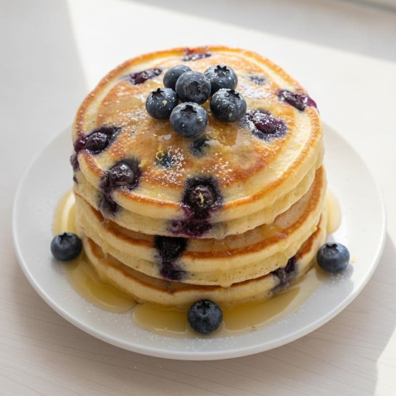 Blueberry Ricotta Pancakes with Lemon Zest
