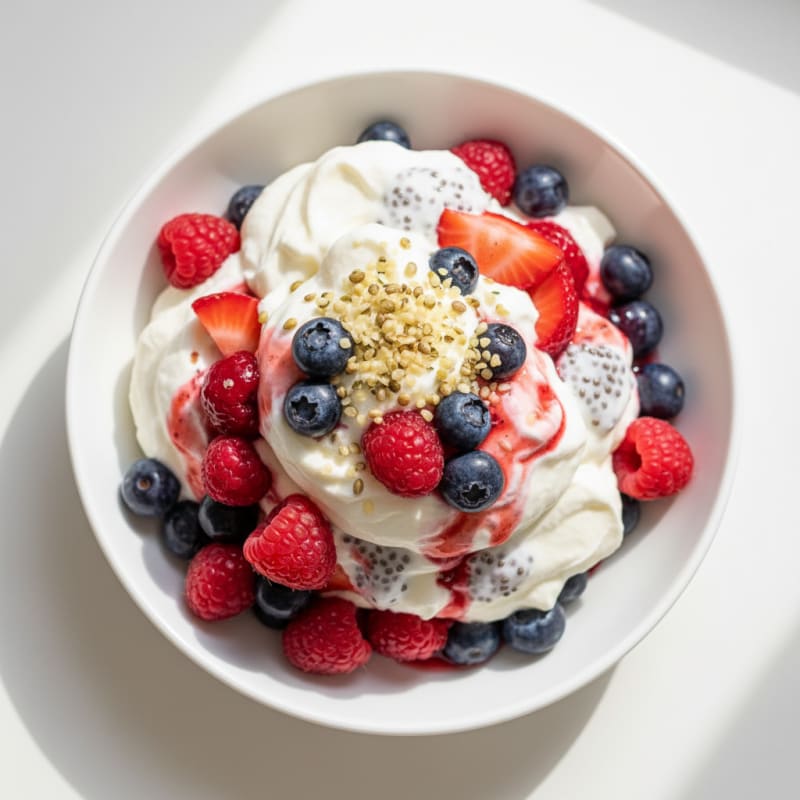 Silky Greek Yogurt Protein Pudding with Mixed Berries