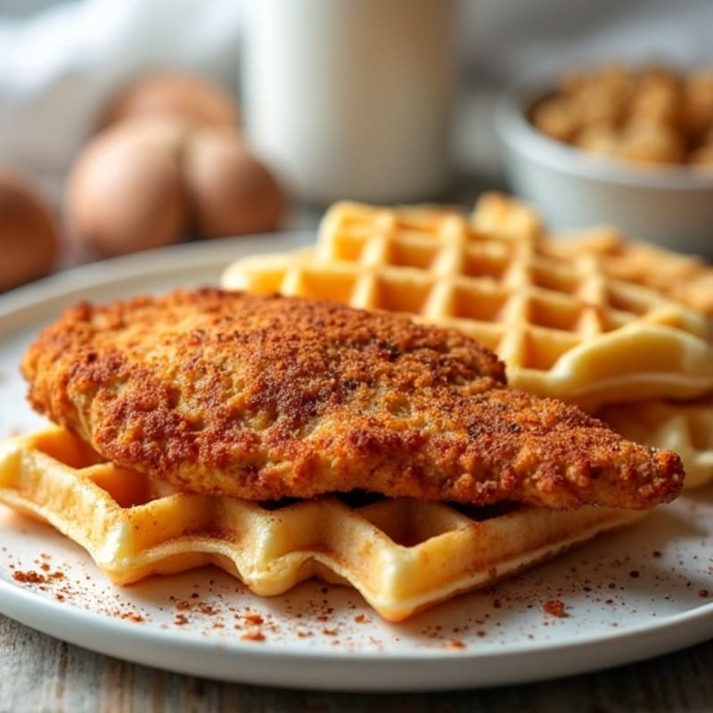 Crispy Baked Chicken with Almond Flour Waffles