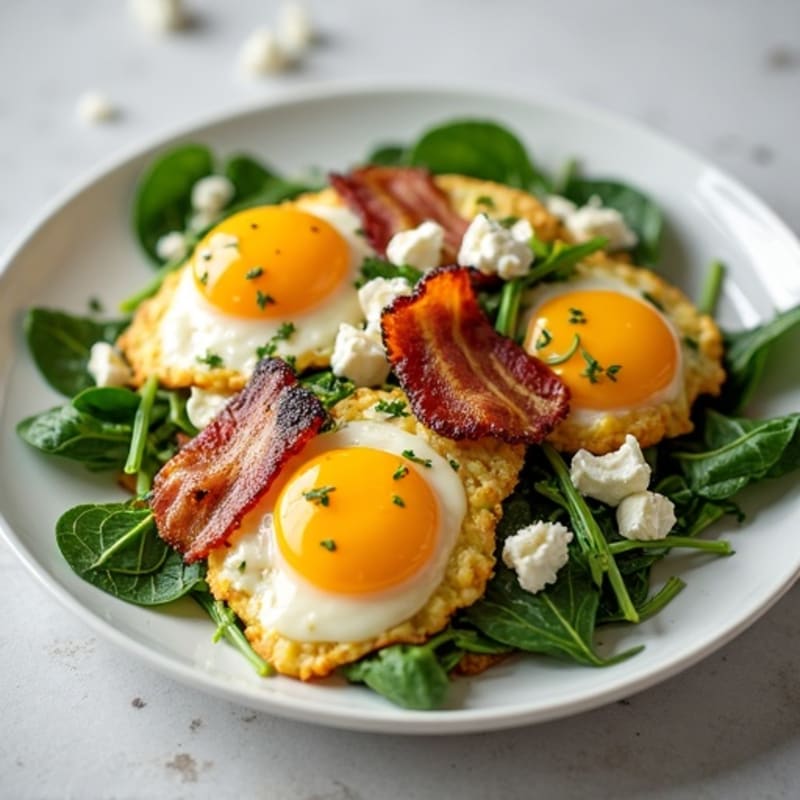 Crispy Turkey Bacon Egg White Scramble with Spinach and Feta