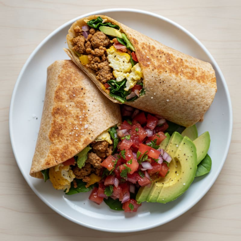 Loaded Breakfast Burrito with Salsa Fresca