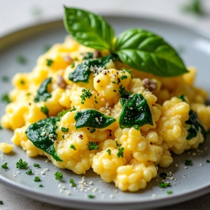 Fluffy Egg and Spinach Scramble with Fresh Herbs