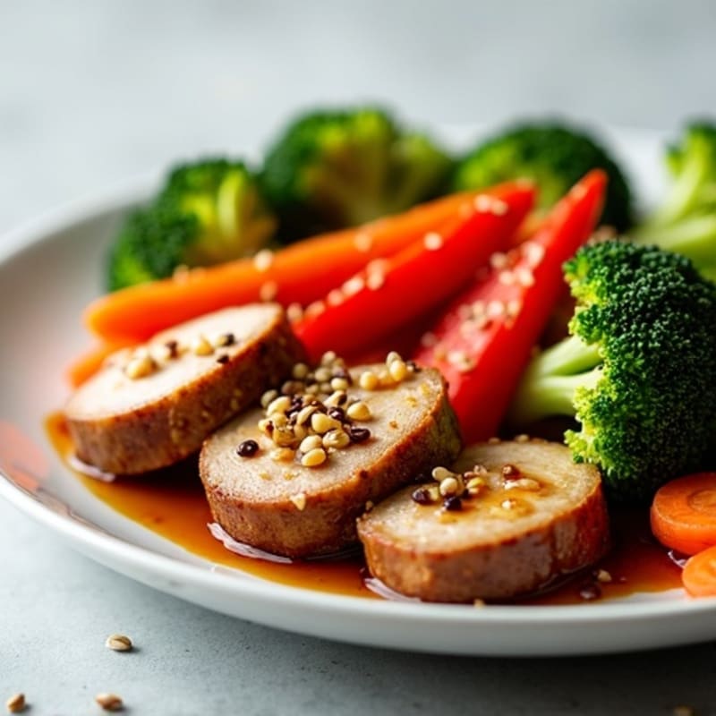 Five-Spice Glazed Pork Tenderloin with Sesame Vegetables