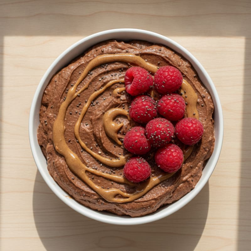 Chocolate Protein Mousse with Greek Yogurt and Chia Seeds