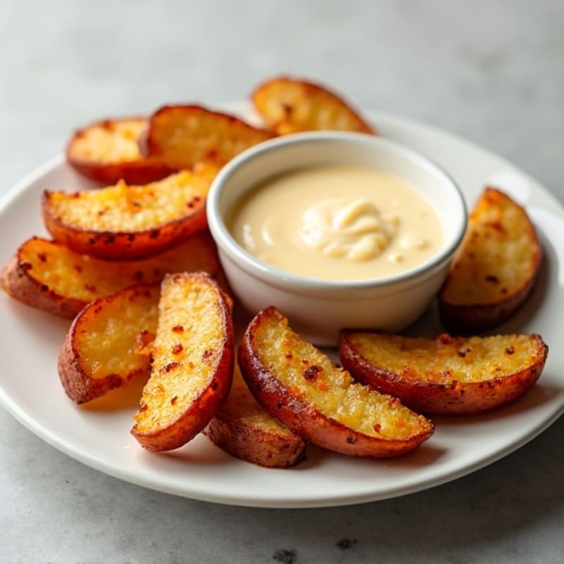 Crispy Roasted Potato Wedges with Lean Bacon and Creamy Cheese Sauce