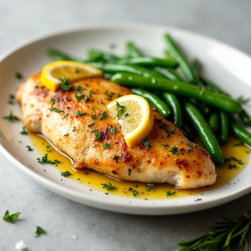 Lemon-Herb Roasted Chicken with Crispy Green Beans