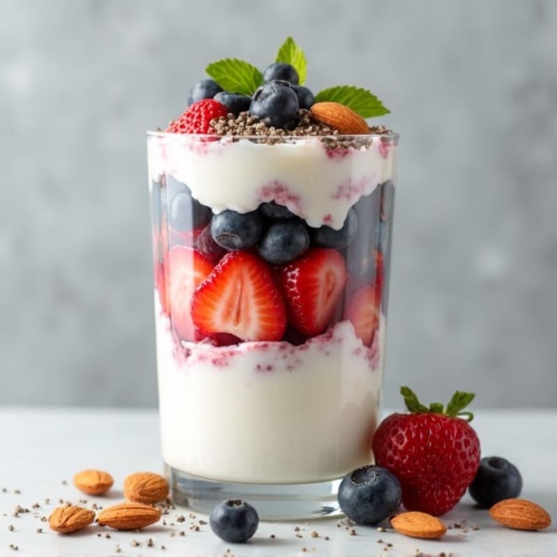 Greek Yogurt Protein Parfait with Almonds and Berries