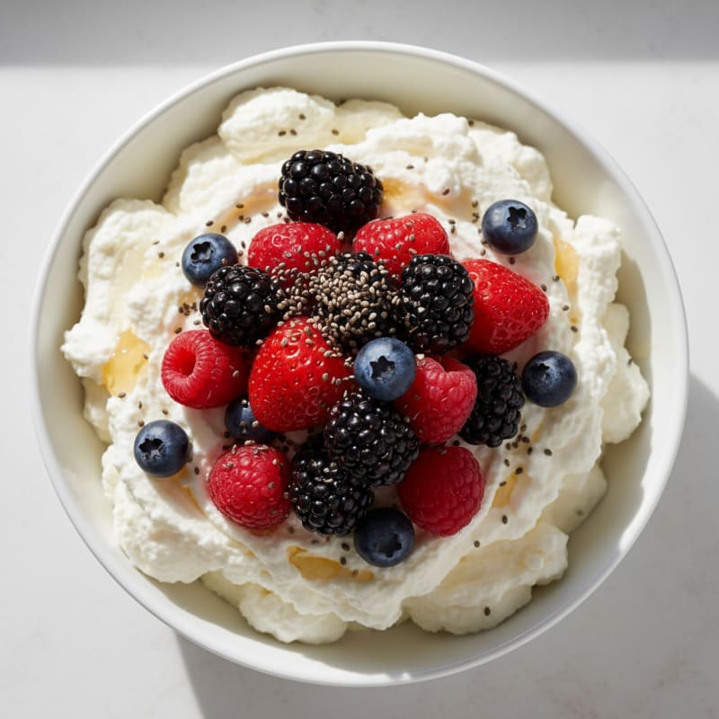 Greek Yogurt Protein Mousse with Mixed Berries