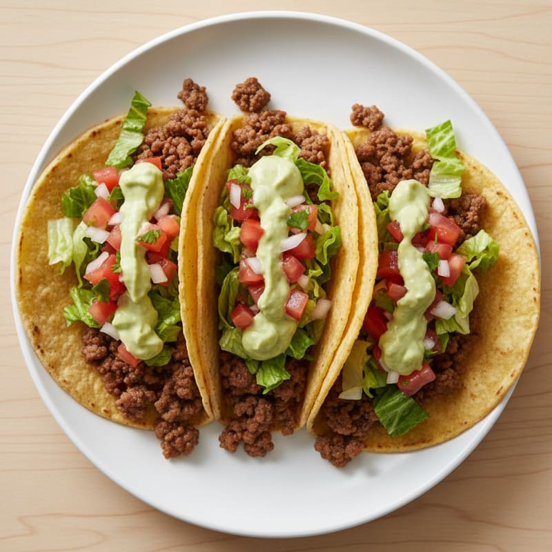 Ground Beef Tacos with Avocado Crema