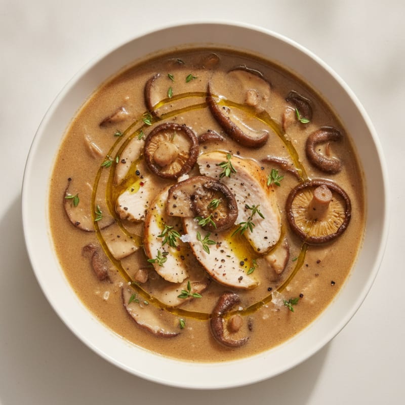 Savory Wild Mushroom Soup with Thyme
