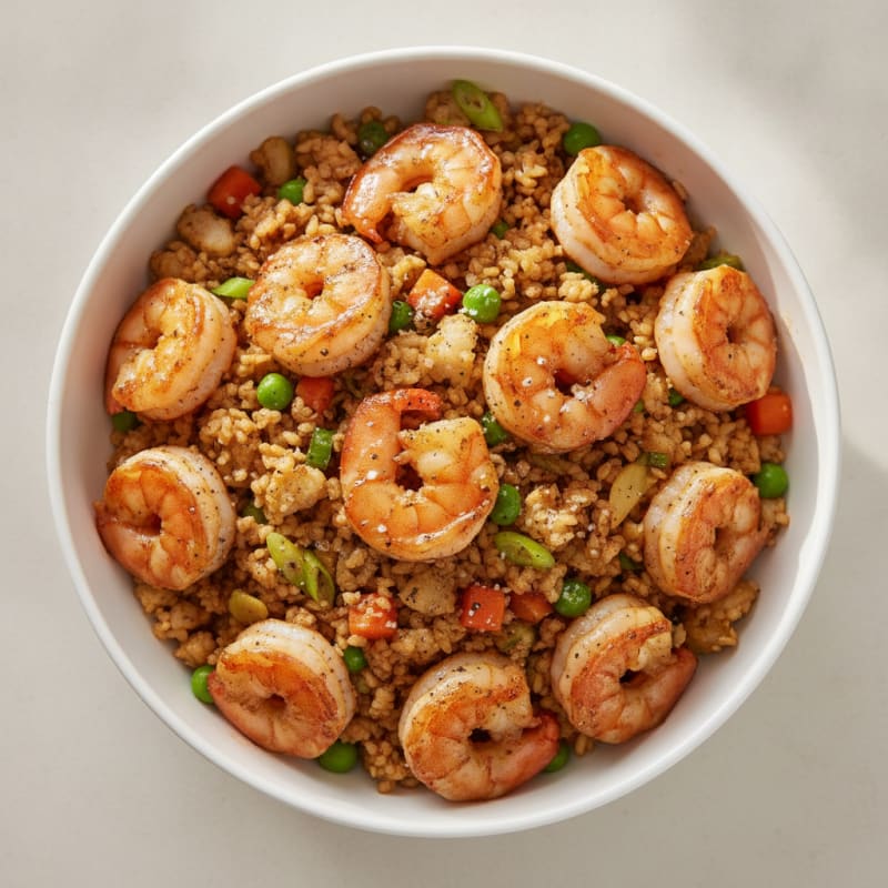 Garlic Shrimp with Cauliflower Fried Rice