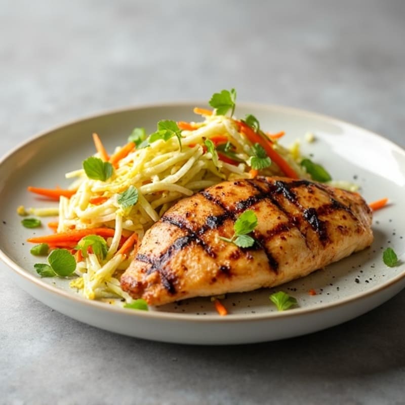 Grilled Chicken Breast with Crunchy Cabbage Slaw