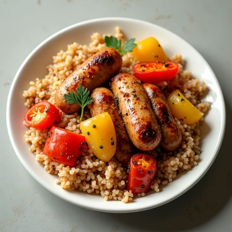 Spicy Chicken and Sausage Skillet with Peppers, Onions, and Rice