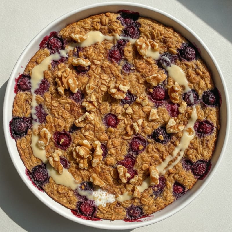 Baked Berry Oatmeal with Toasted Nuts