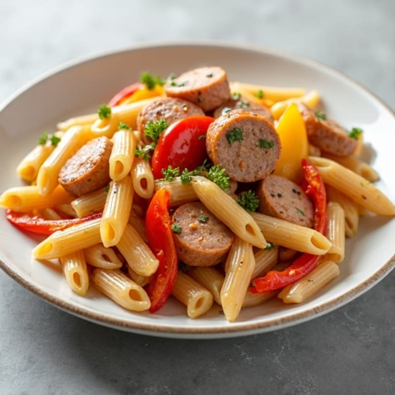 Creamy Spicy Chicken Sausage Pasta with Bell Peppers and Onions