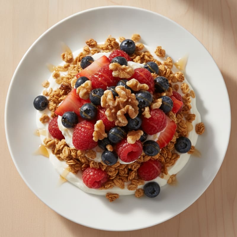 Greek Yogurt Protein Parfait with Mixed Berries