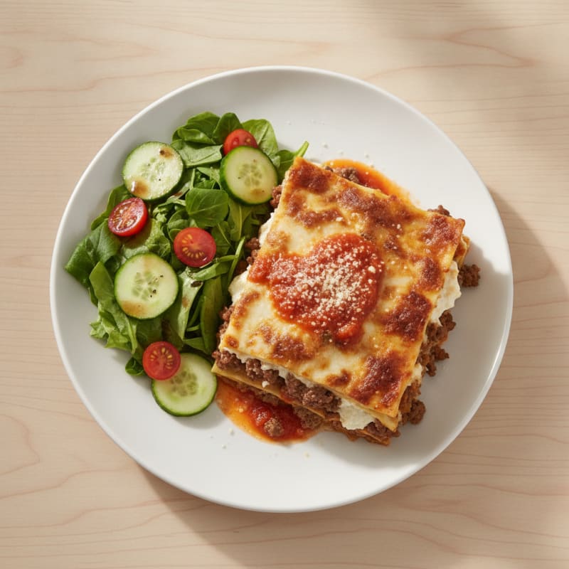 Classic Beef Lasagna with Garden Salad