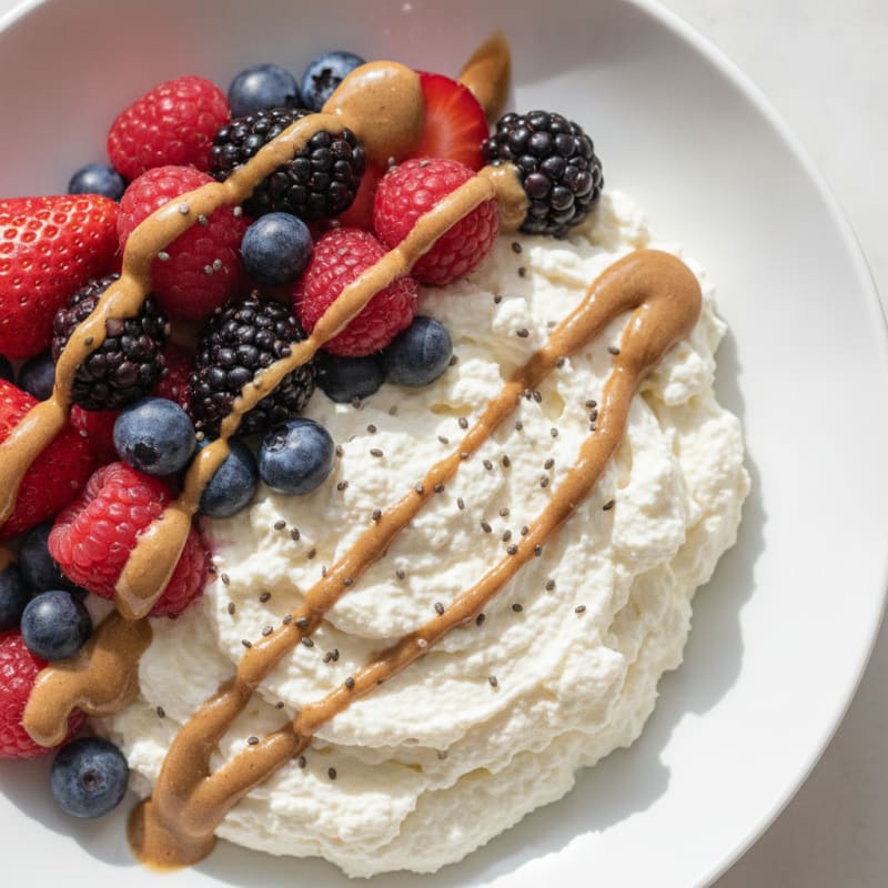 Cottage Cheese Protein Pudding with Mixed Berries