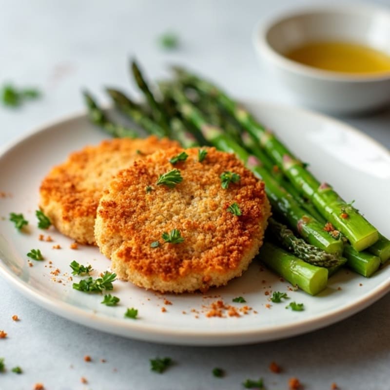 Crispy Baked Chicken Cutlets with Roasted Asparagus