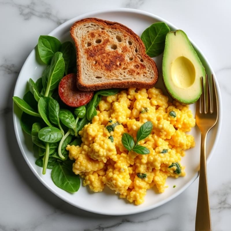 Egg White Scramble with Turkey Sausage and Spinach