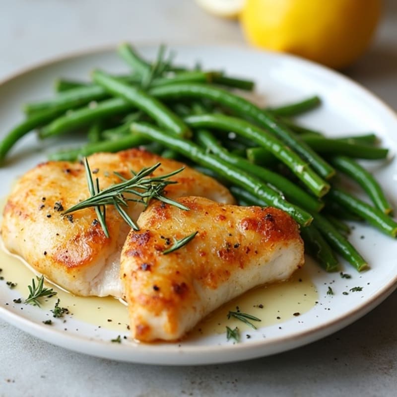 Lemon Herb Roasted Chicken with Crispy Green Beans