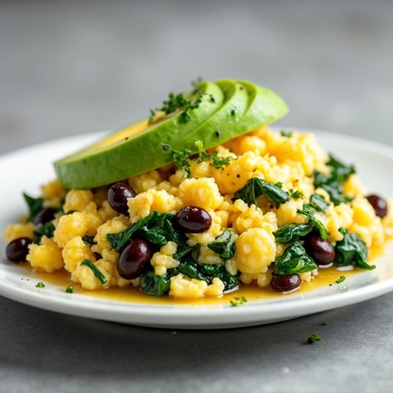 Egg White Scramble with Spinach and Black Beans