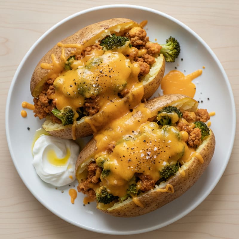 Loaded Baked Potatoes with Broccoli and Cheddar