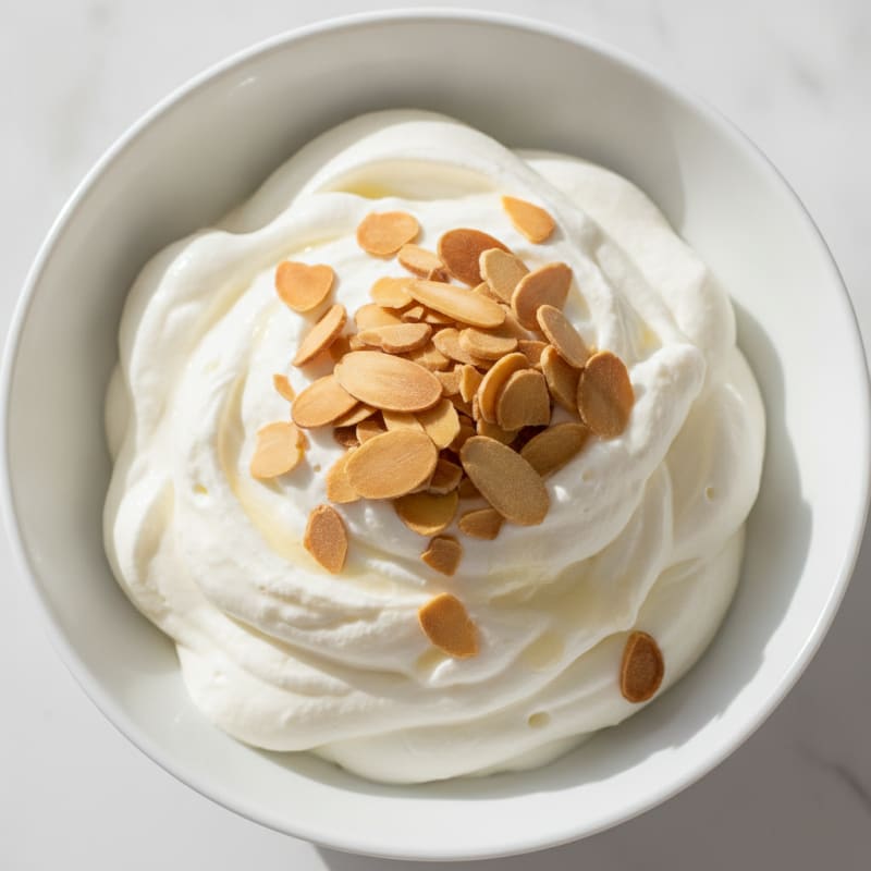Creamy Greek Yogurt Protein Mousse with Sliced Almonds