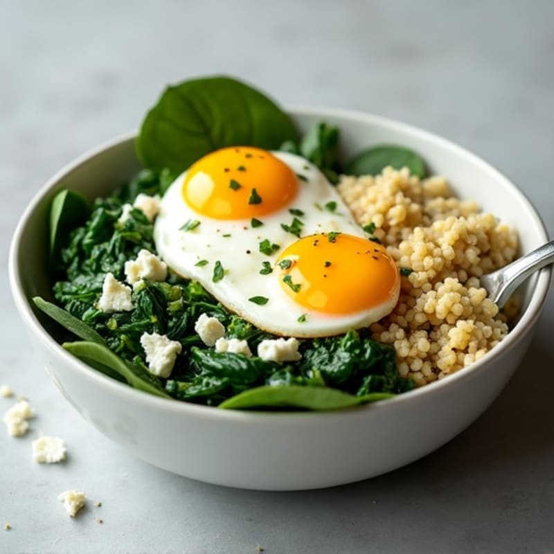 Fluffy Egg White Spinach Feta Breakfast Bowl