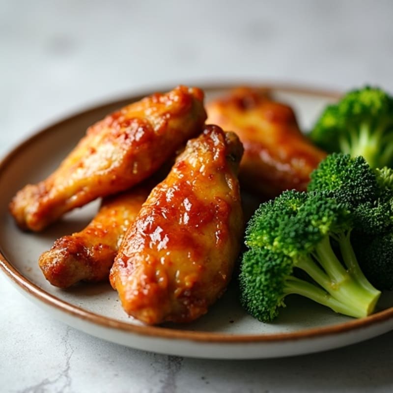 Crispy Baked Honey Garlic Chicken Wings with Roasted Broccoli