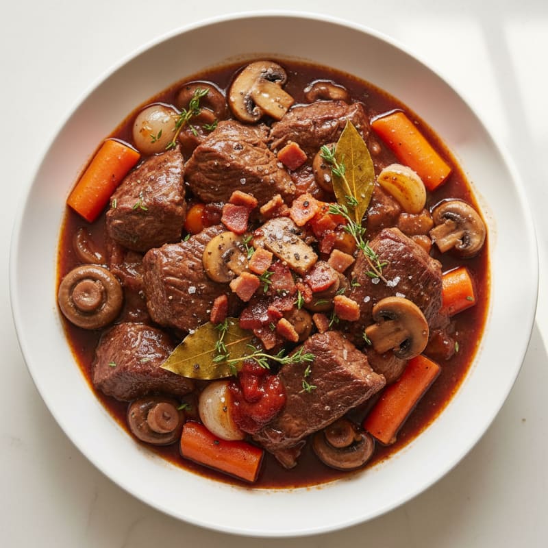 Classic Beef Bourguignon with Mushrooms