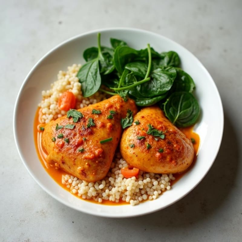 Healthy Creamy Chicken Tikka Masala with Fresh Spinach